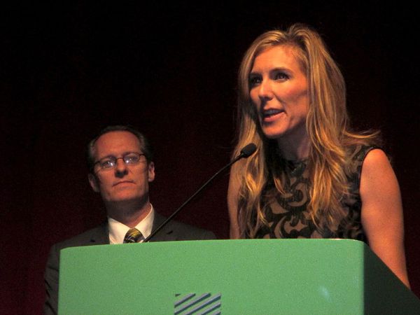 An Open Secret director Amy Berg with DOC NYC Artistic Director Thom Powers at the world premiere